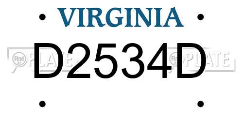 D2534D Virginia License Plate