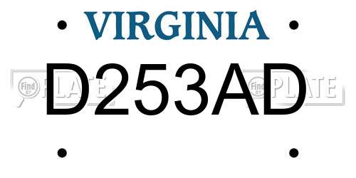 D253AD Virginia License Plate