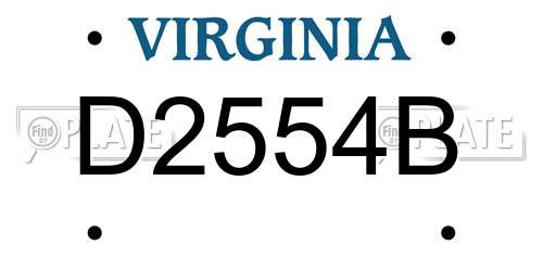 D2554B Virginia License Plate