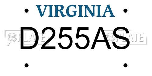 D255AS Virginia License Plate