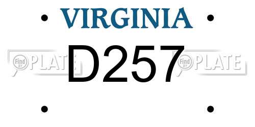 D257 Virginia License Plate