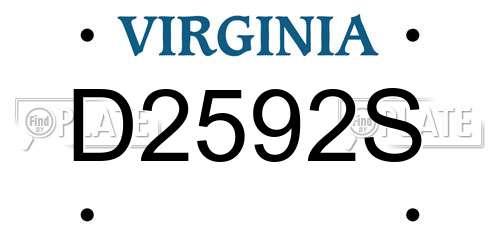 D2592S Virginia License Plate