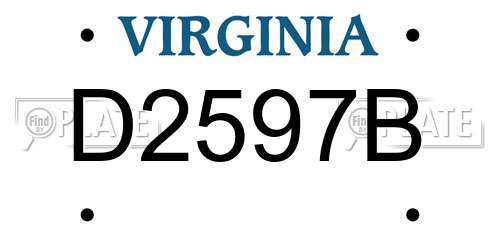D2597B Virginia License Plate
