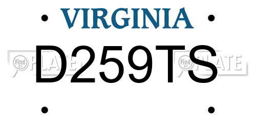 D259TS Virginia License Plate