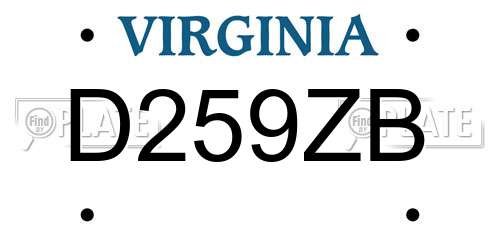 D259ZB Virginia License Plate