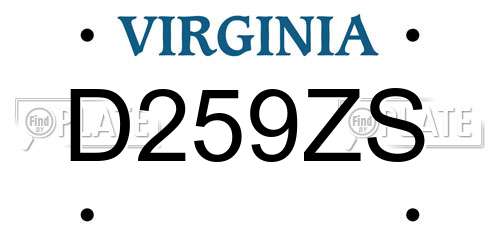 D259ZS Virginia License Plate