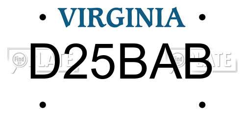 D25BAB Virginia License Plate