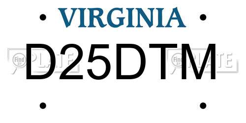 D25DTM Virginia License Plate
