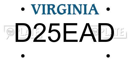 D25EAD Virginia License Plate