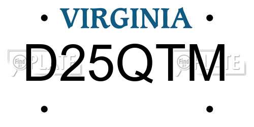 D25QTM Virginia License Plate