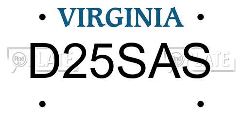 D25SAS Virginia License Plate