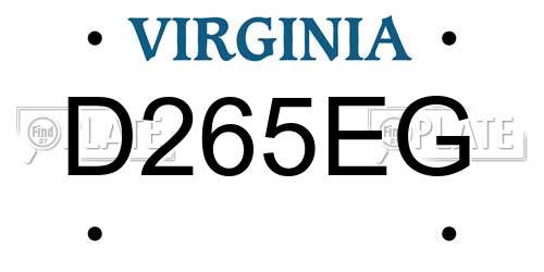 D265EG Virginia License Plate