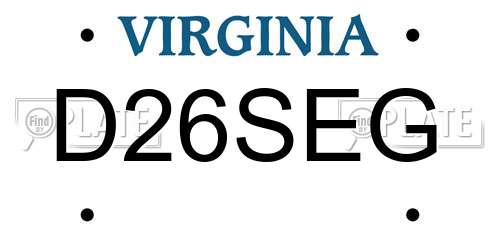 D26SEG Virginia License Plate