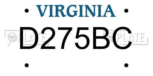 D275BC Virginia License Plate
