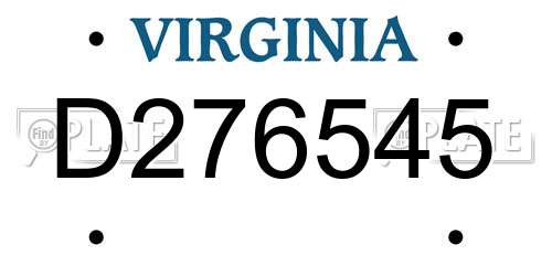 D276545 Virginia License Plate