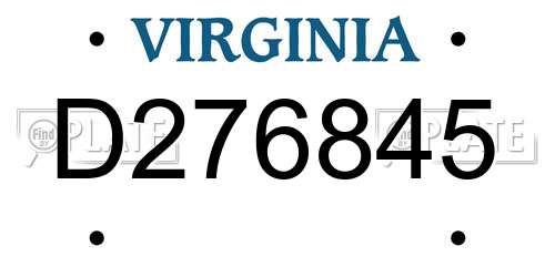 D276845 Virginia License Plate