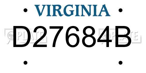D27684B Virginia License Plate