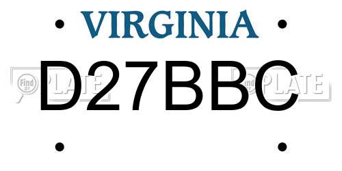 D27BBC Virginia License Plate