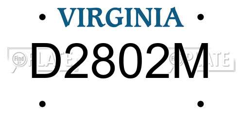 D2802M Virginia License Plate
