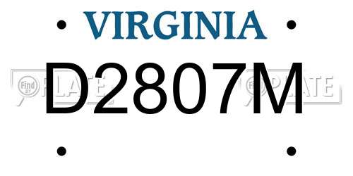 D2807M Virginia License Plate