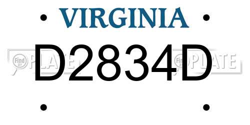 D2834D Virginia License Plate