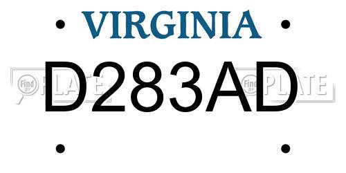 D283AD Virginia License Plate
