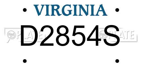 D2854S Virginia License Plate