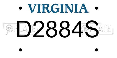 D2884S Virginia License Plate