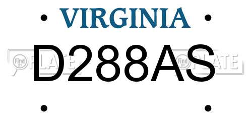 D288AS Virginia License Plate