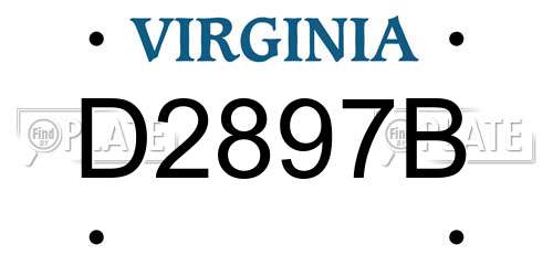 D2897B Virginia License Plate