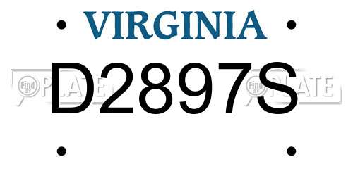 D2897S Virginia License Plate