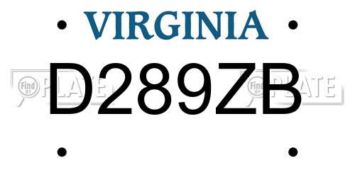 D289ZB Virginia License Plate