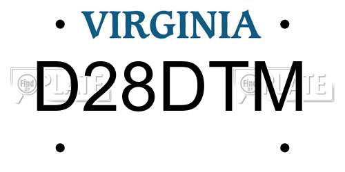 D28DTM Virginia License Plate