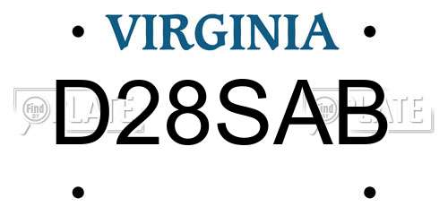 D28SAB Virginia License Plate