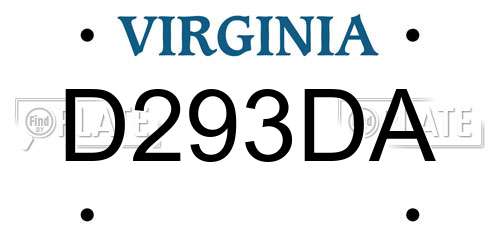 D293DA Virginia License Plate