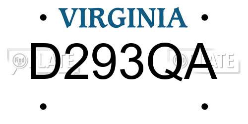 D293QA Virginia License Plate