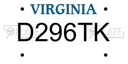 D296TK Virginia License Plate