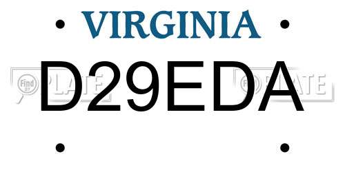 D29EDA Virginia License Plate