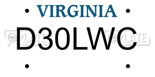 D30LWC Virginia License Plate
