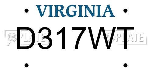 D317WT Virginia License Plate