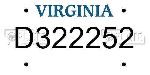D322252 Virginia License Plate