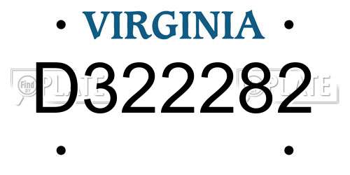 D322282 Virginia License Plate