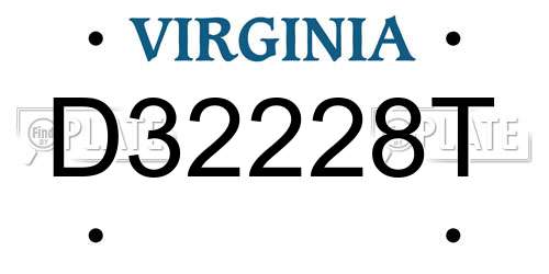 D32228T Virginia License Plate