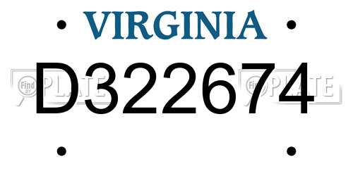 D322674 Virginia License Plate