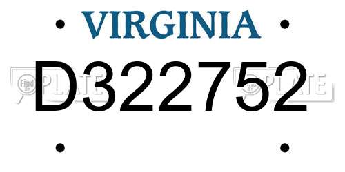 D322752 Virginia License Plate