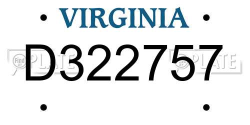 D322757 Virginia License Plate