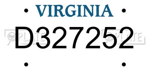 D327252 Virginia License Plate