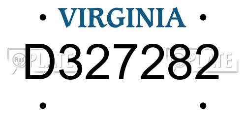 D327282 Virginia License Plate