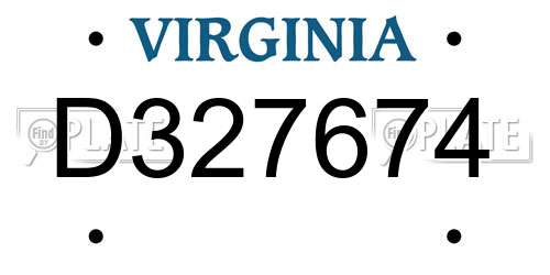 D327674 Virginia License Plate