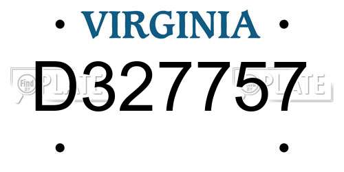 D327757 Virginia License Plate